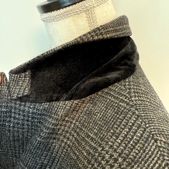 AllSaints Mallieus Men’s Wool Plaid Yuto Pea Coat Charcoal Gray Size Medium 38 - Picture 9 of 16